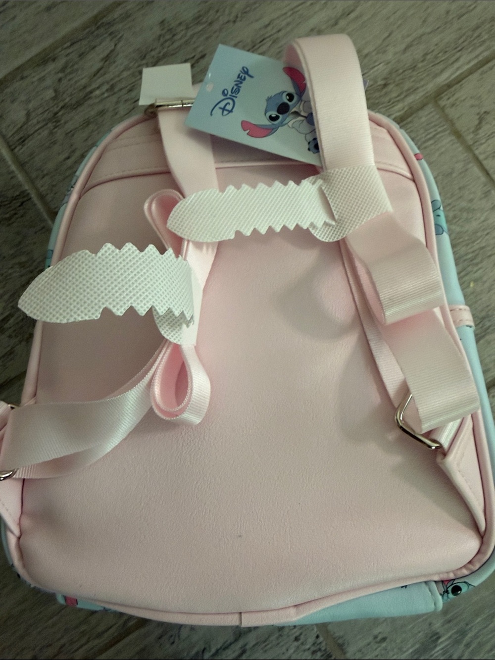 Disney Stitch Kids Small Backpack in Light Blue and Pink with Stitch Print NWT - Picture 4 of 6
